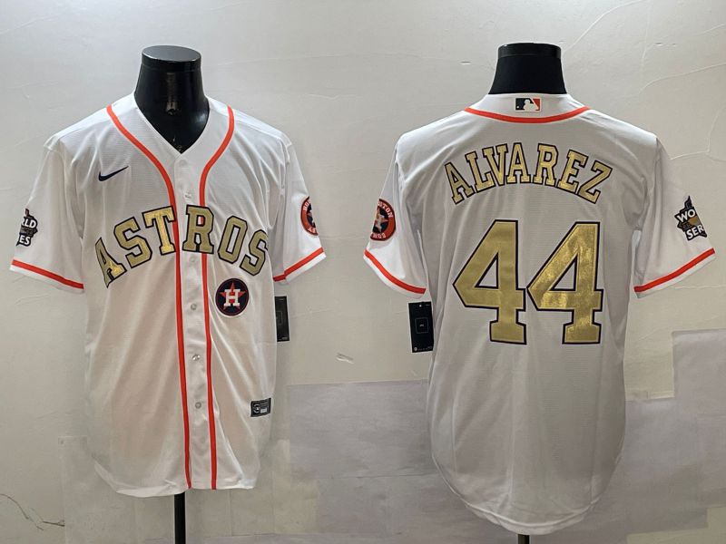 Men Houston Astros #44 Alvarez White Gold Game 2025 Nike MLB Jersey style 6->houston astros->MLB Jersey